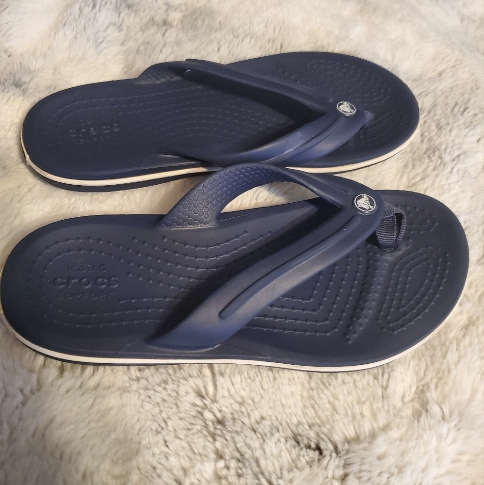 Navy Crocs Flip Flops